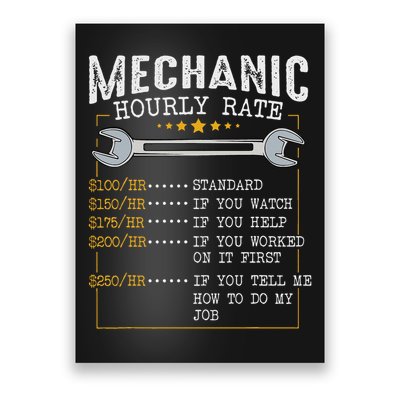 Mechanic Hourly Rate Car Mechatronics Engineer Profession Car Gift Poster
