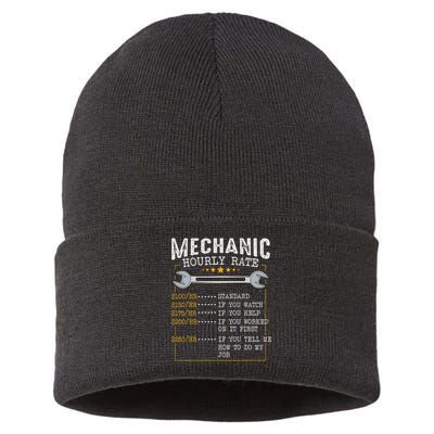Mechanic Hourly Rate Car Mechatronics Engineer Profession Car Gift Sustainable Knit Beanie