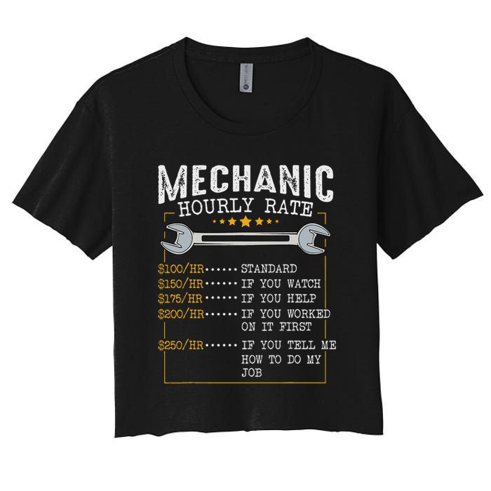 Mechanic Hourly Rate Car Mechatronics Engineer Profession Car Gift Women's Crop Top Tee