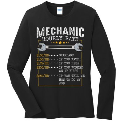 Mechanic Hourly Rate Car Mechatronics Engineer Profession Car Gift Ladies Long Sleeve Shirt