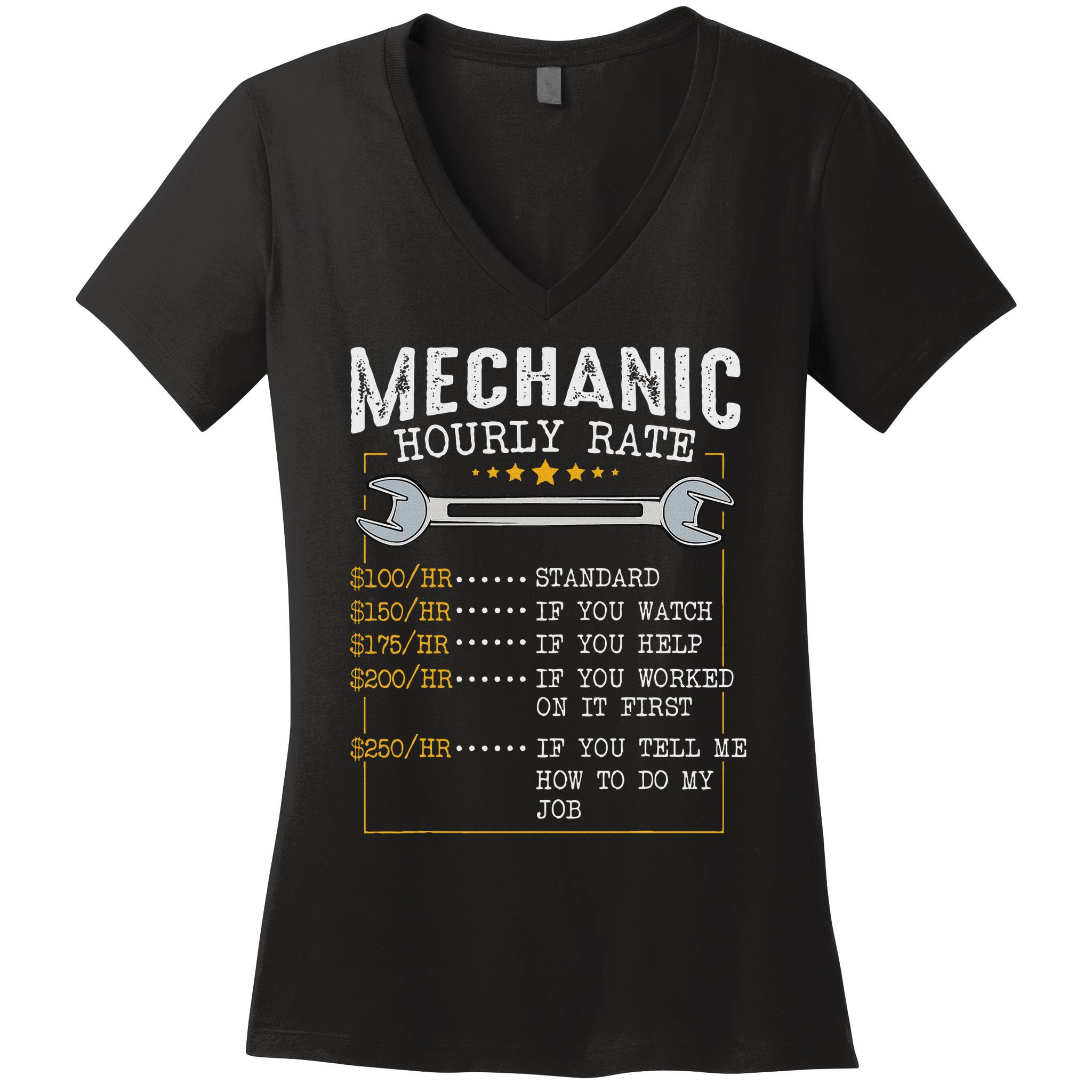 Mechanic Hourly Rate Car Mechatronics Engineer Profession Car Gift Women's V-Neck T-Shirt