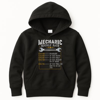Mechanic Hourly Rate Car Mechatronics Engineer Profession Car Gift Kids Hoodie