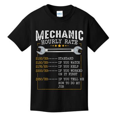 Mechanic Hourly Rate Car Mechatronics Engineer Profession Car Gift Kids T-Shirt
