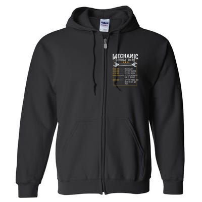 Mechanic Hourly Rate Car Mechatronics Engineer Profession Car Gift Full Zip Hoodie