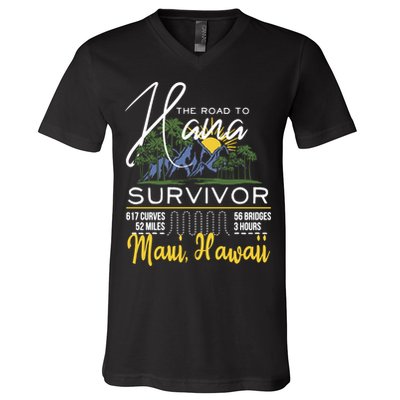 Maui Hawaii Road To Hana Survivor 617 Curves V-Neck T-Shirt