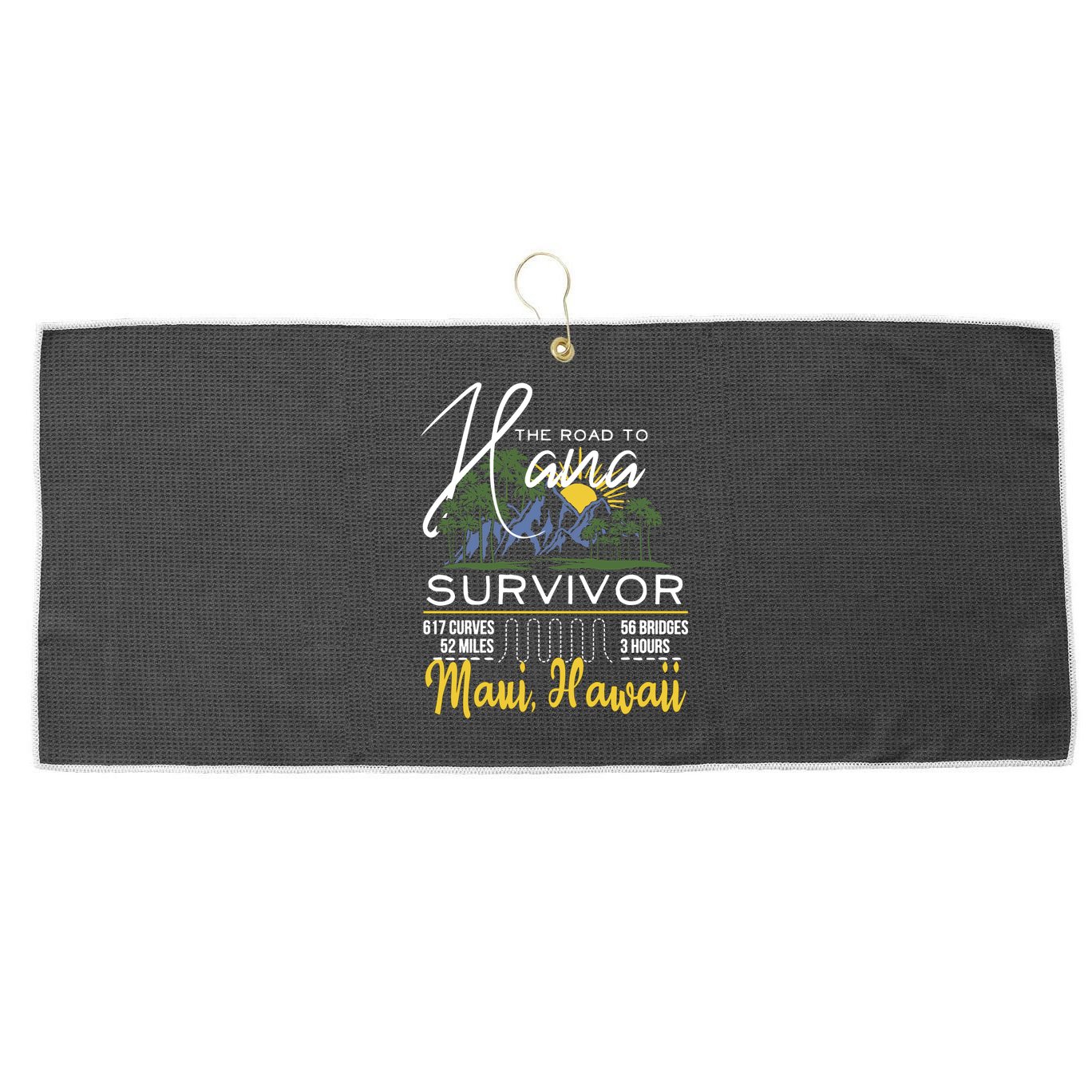 Maui Hawaii Road To Hana Survivor 617 Curves Large Microfiber Waffle Golf Towel