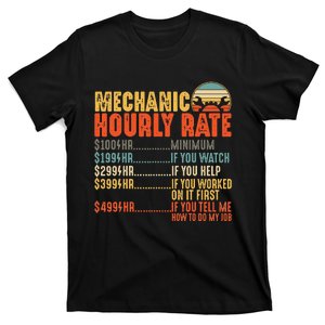 Mechanic Hourly Rate Gifts Funny Mechanics Labor Rates T-Shirt