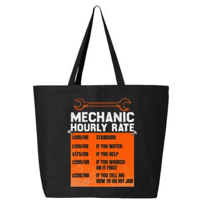 Mechanic Hourly Rate Labor Rates Funny 25L Jumbo Tote