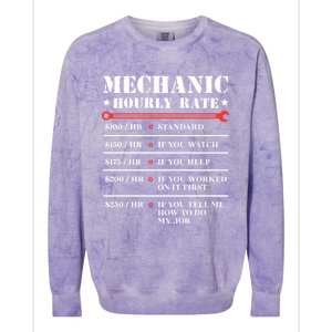 Mechanic Hourly Rate Funny Car Motorcycle Labor Gift Meaningful Gift Colorblast Crewneck Sweatshirt