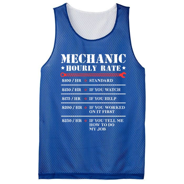 Mechanic Hourly Rate Funny Car Motorcycle Labor Gift Meaningful Gift Mesh Reversible Basketball Jersey Tank