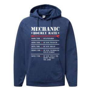 Mechanic Hourly Rate Funny Car Motorcycle Labor Gift Meaningful Gift Performance Fleece Hoodie