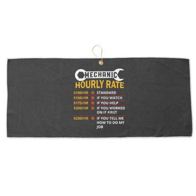 Mechanic Hourly Rate For Mechanic And Car Lover Large Microfiber Waffle Golf Towel