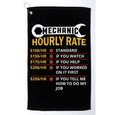 Mechanic Hourly Rate For Mechanic And Car Lover Platinum Collection Golf Towel