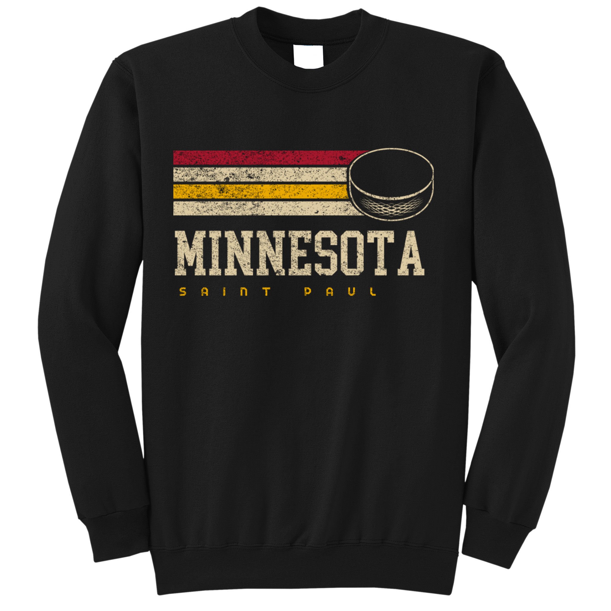 Minnesota Hockey Retro Vintage Stripes Sweatshirt