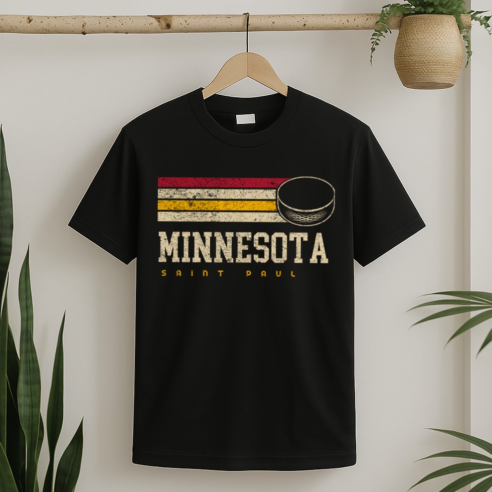 Minnesota Hockey Retro Vintage Stripes T-Shirt