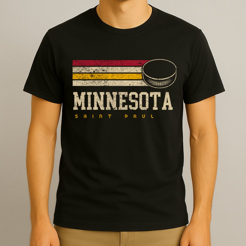 Minnesota Hockey Retro Vintage Stripes T-Shirt