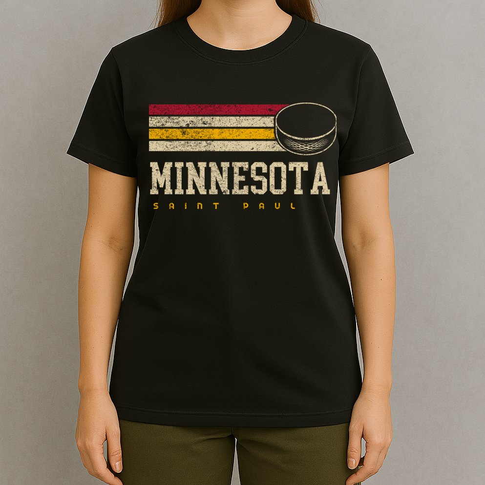 Minnesota Hockey Retro Vintage Stripes T-Shirt