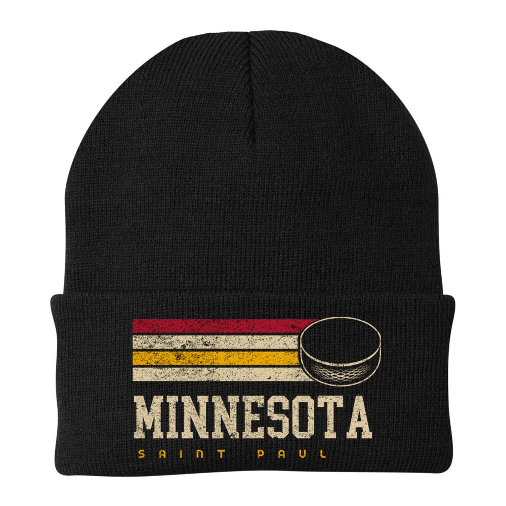 Minnesota Hockey Retro Vintage Stripes Beanie