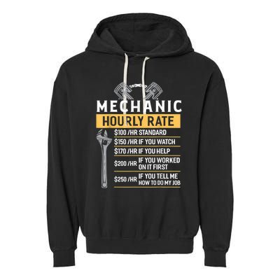 Mechanic Hourly Rate Funny Car Mechanic Garment-Dyed Fleece Hoodie