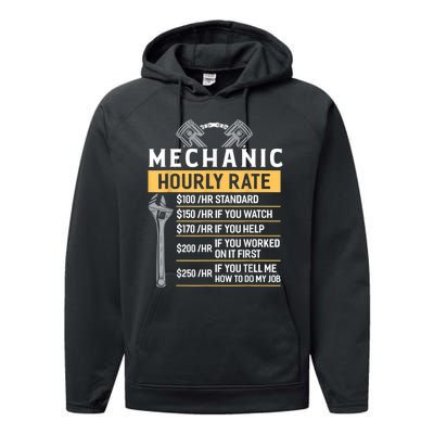 Mechanic Hourly Rate Funny Car Mechanic Performance Fleece Hoodie