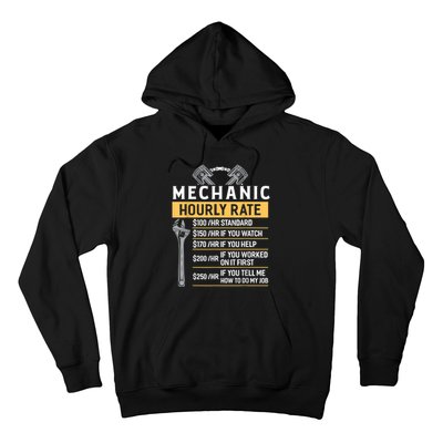 Mechanic Hourly Rate Funny Car Mechanic Hoodie