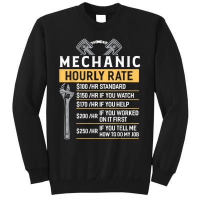 Mechanic Hourly Rate Funny Car Mechanic Sweatshirt