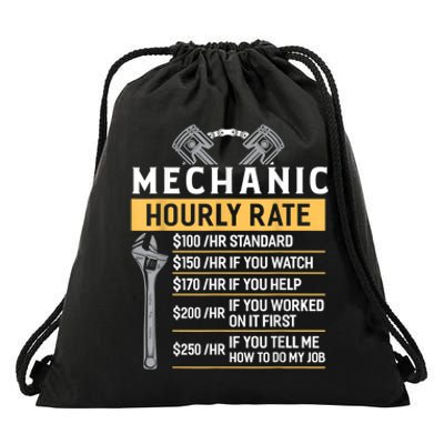 Mechanic Hourly Rate Funny Car Mechanic Drawstring Bag