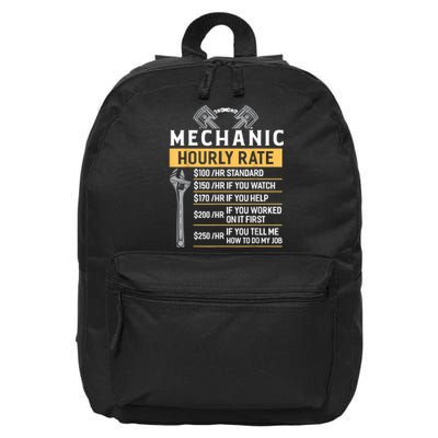 Mechanic Hourly Rate Funny Car Mechanic 16 in Basic Backpack