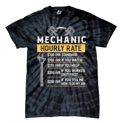 Mechanic Hourly Rate Funny Car Mechanic Tie-Dye T-Shirt