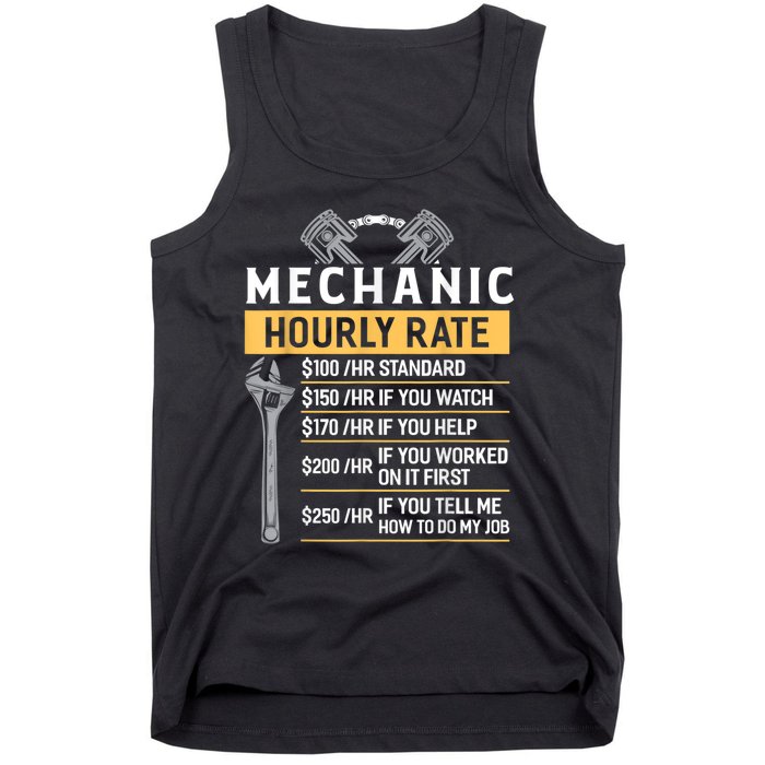 Mechanic Hourly Rate Funny Car Mechanic Tank Top