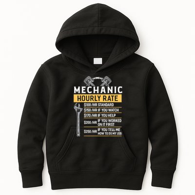 Mechanic Hourly Rate Funny Car Mechanic Kids Hoodie