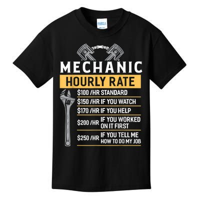 Mechanic Hourly Rate Funny Car Mechanic Kids T-Shirt