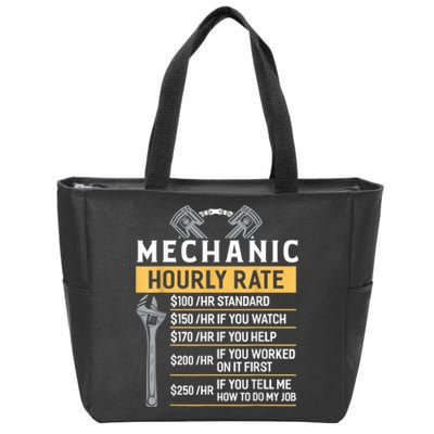 Mechanic Hourly Rate Funny Car Mechanic Zip Tote Bag