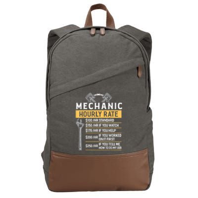 Mechanic Hourly Rate Funny Car Mechanic Cotton Canvas Backpack