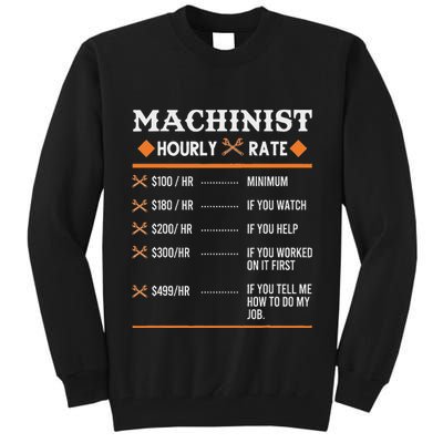 Machinist Hourly Rate Machining Tall Sweatshirt