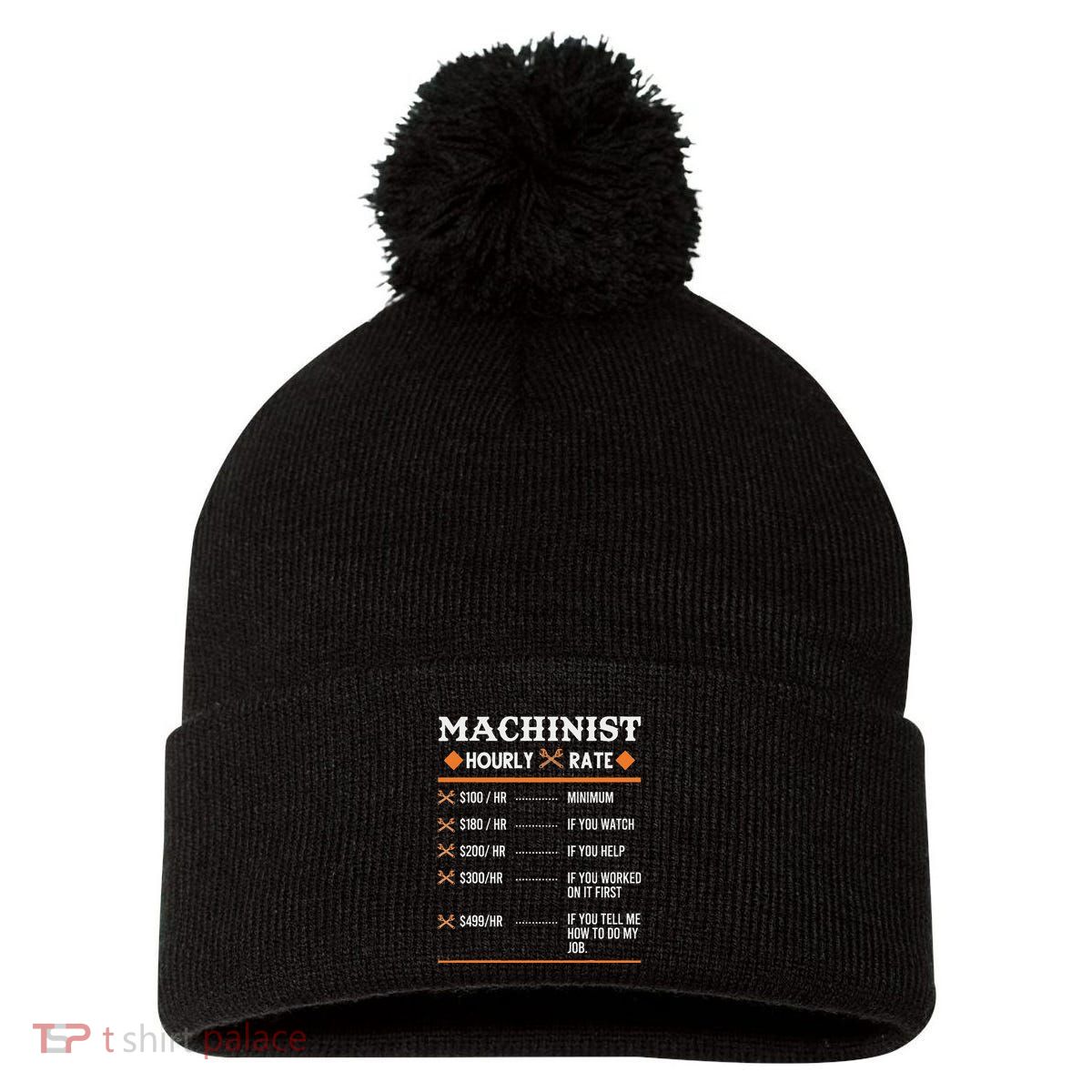 Machinist Hourly Rate Machining Pom Pom 12in Knit Beanie