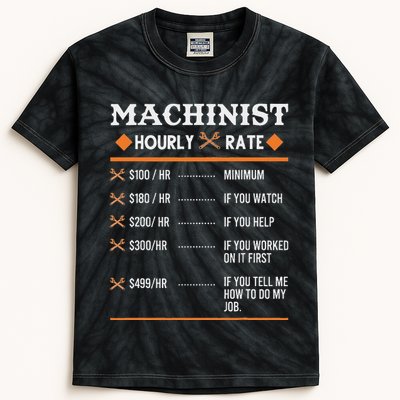 Machinist Hourly Rate Machining Kids Tie-Dye T-Shirt