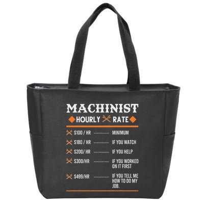 Machinist Hourly Rate Machining Zip Tote Bag
