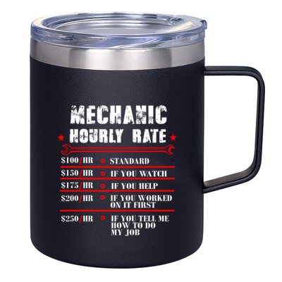 Mechanic Hourly Rate Funny Car Motorcycle Labor Mechanic Gift 12oz Stainless Steel Coffee Mug