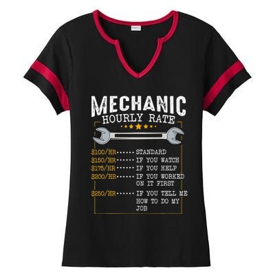 Mechanic Hourly Rate Labor Rates Funny CoWorkers Car Lover Ladies Halftime Notch Neck Tee