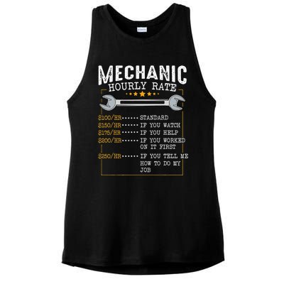 Mechanic Hourly Rate Labor Rates Funny CoWorkers Car Lover Ladies PosiCharge Tri-Blend Wicking Tank