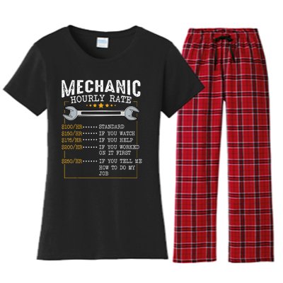 Mechanic Hourly Rate Labor Rates Funny CoWorkers Car Lover Women's Flannel Pajama Set