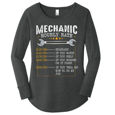 Mechanic Hourly Rate Labor Rates Funny CoWorkers Car Lover Women's Perfect Tri Tunic Long Sleeve Shirt