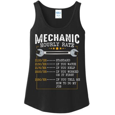 Mechanic Hourly Rate Labor Rates Funny CoWorkers Car Lover Ladies Essential Tank