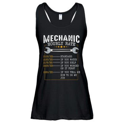 Mechanic Hourly Rate Labor Rates Funny CoWorkers Car Lover Ladies Essential Flowy Tank