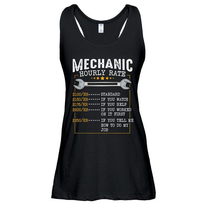 Mechanic Hourly Rate Labor Rates Funny CoWorkers Car Lover Ladies Essential Flowy Tank