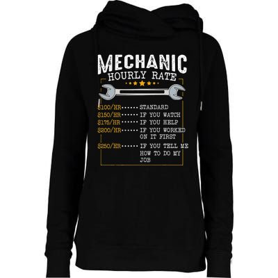 Mechanic Hourly Rate Labor Rates Funny CoWorkers Car Lover Womens Funnel Neck Pullover Hood