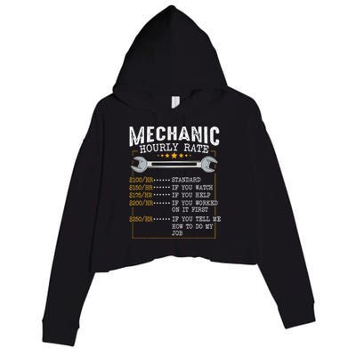 Mechanic Hourly Rate Labor Rates Funny CoWorkers Car Lover Crop Fleece Hoodie