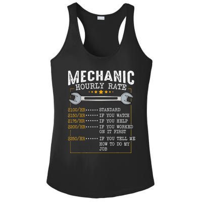 Mechanic Hourly Rate Labor Rates Funny CoWorkers Car Lover Ladies PosiCharge Competitor Racerback Tank