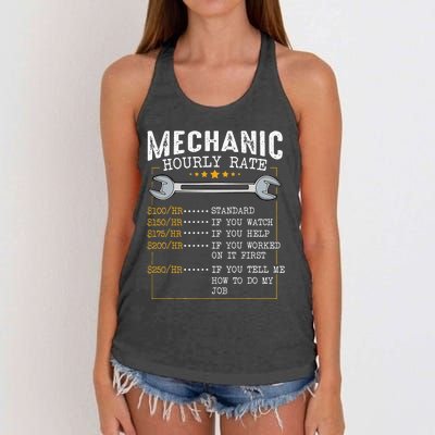 Mechanic Hourly Rate Labor Rates Funny CoWorkers Car Lover Women's Knotted Racerback Tank